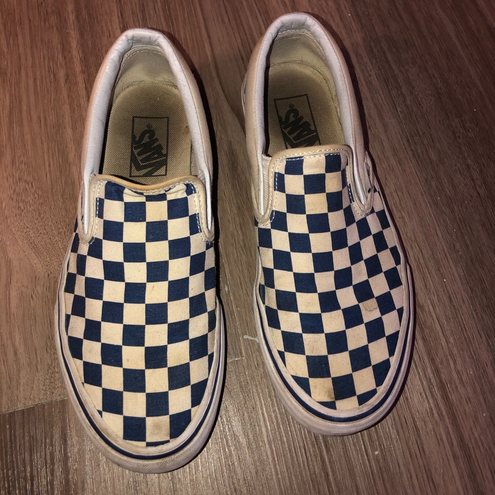 BLUE AND WHITE CHECKERED VANS